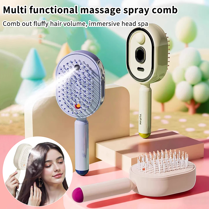 Hair Care Is Self Care - Multifunktionaler Massagekamm, Elektrischer Sprüh-Luftkissen-Kopfhautmassager, Selbstreinigender Ätherisches-Öl-Haarpflegekamm,