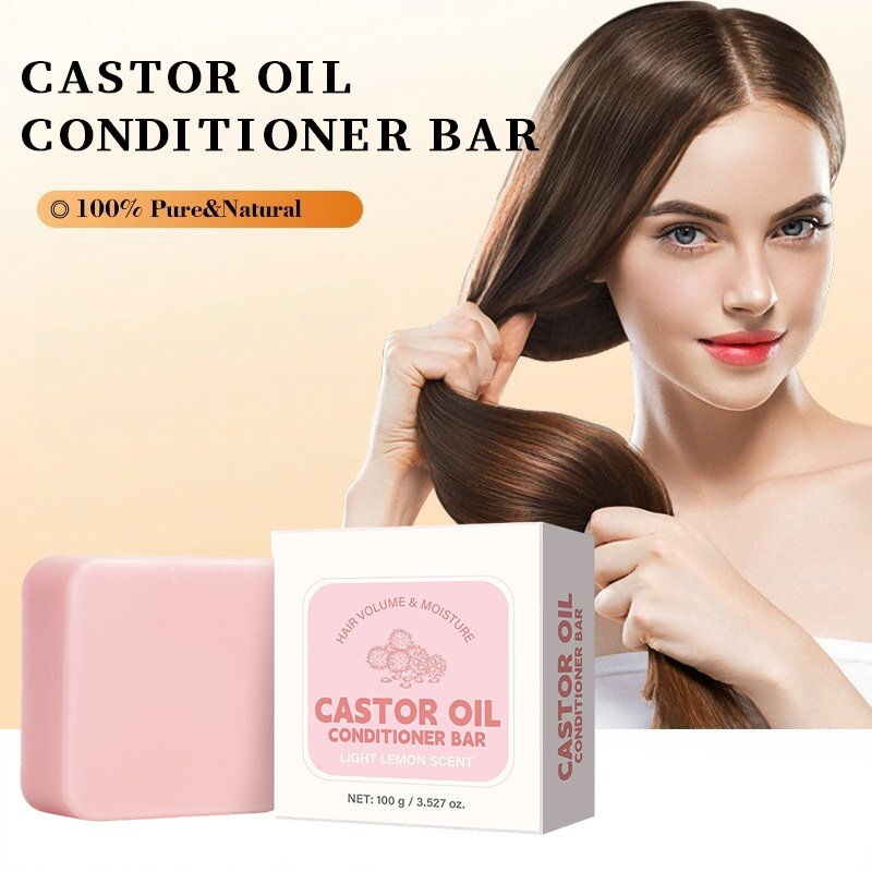 Hair Care Frizzy Hair - Rizinusöl-Conditioner-Seifenstück, feuchtigkeitsspendendes, nährendes festes Shampoo, stärkt